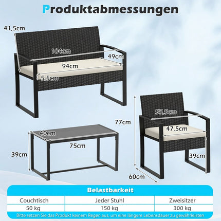Rattan Outdoor Furniture Set with Cushions – Beige