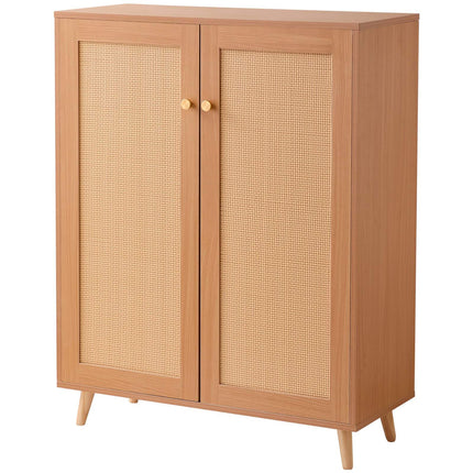 Rattan Shoe Cabinet, 5-Tier, 2 Doors, Adjustable Shelves