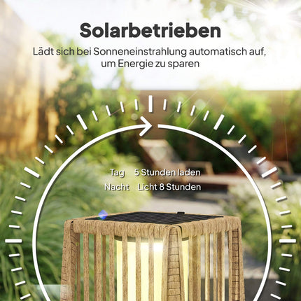 Saulės energija varomas rotango šviestuvas, lauko, IP44, automatinis įjungimas/išjungimas, 68 cm