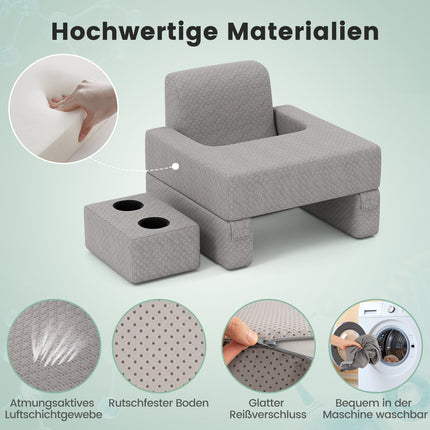 Skaitymo pagalvė su puodelio laikikliu - ergonomiška atlošas, pilka