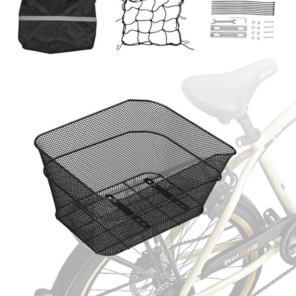 Rear Bike Basket, Wire Mesh, Cargo Net, Waterproof Cover