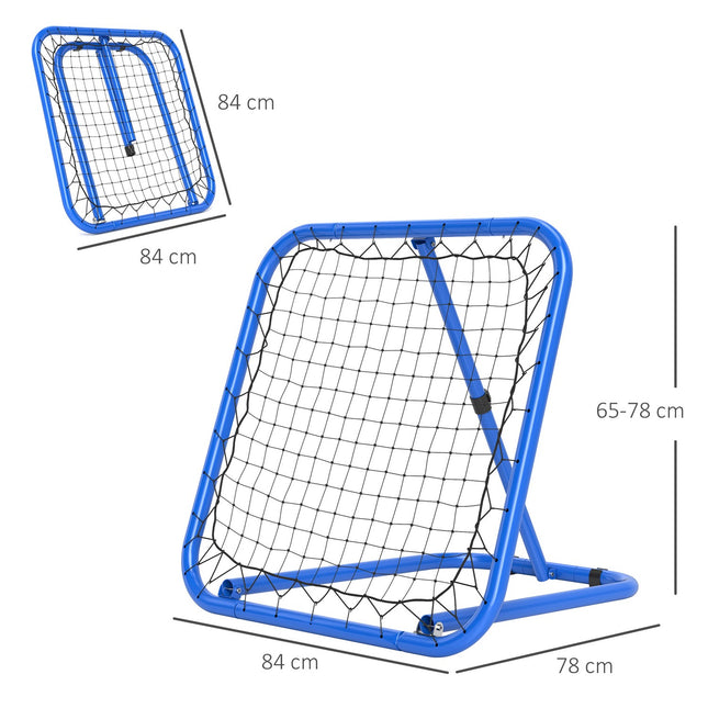 Futbolo kamuoliuko atmušėjas, sulankstomas futbolo kamuoliuko atmušėjas, 63 x 63 cm, reguliuojamas futbolo kamuoliuko smūgis beisbolo krepšiniui, metalinis, mėlynas