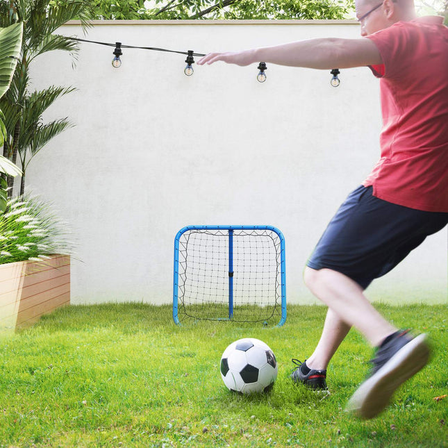 Futbolo kamuoliuko atmušėjas, sulankstomas futbolo kamuoliuko atmušėjas, 63 x 63 cm, reguliuojamas futbolo kamuoliuko smūgis beisbolo krepšiniui, metalinis, mėlynas