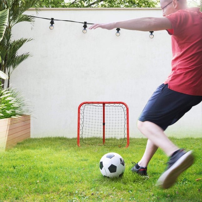 Futbolo kamuoliuko atmušėjas, sulankstomas futbolo kamuoliuko atmušėjas, 63 x 63 cm, reguliuojamas futbolo kamuoliuko smūgis beisbolo krepšiniui, metalinis, raudonas