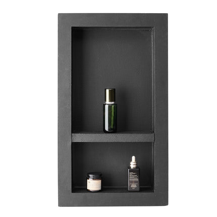 Recessed Shower Niche 16x28in, Divider Shelf, Black