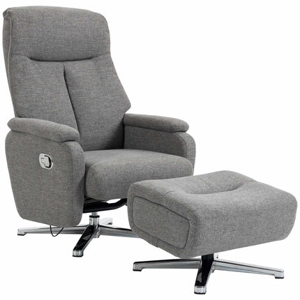 Recliner Armchair with Footstool, Manual Reclining, Dark Grey, Up to 120 kg