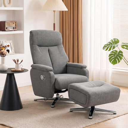 Recliner Armchair with Footstool, Manual Reclining, Dark Grey, Up to 120 kg
