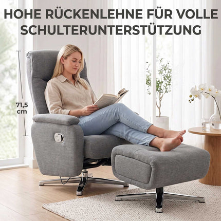 Recliner Armchair with Footstool, Manual Reclining, Dark Grey, Up to 120 kg