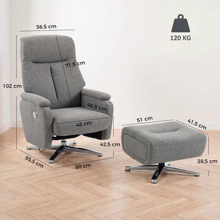Recliner Armchair with Footstool, Manual Reclining, Dark Grey, Up to 120 kg