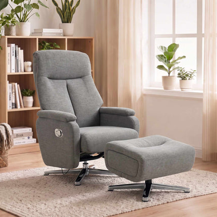 Recliner Armchair with Footstool, Manual Reclining, Dark Grey, Up to 120 kg