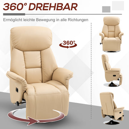 Atlošiamas krėslas, dirbtinė oda, 360° pasukamas, smėlio spalvos