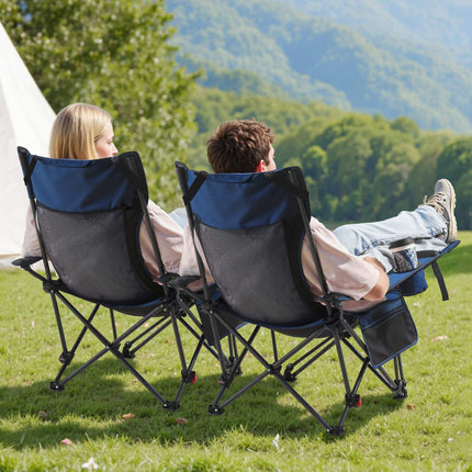 Reclining Camping Chair, 4-Position Folding, Footrest, Cushion
