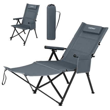 Reclining Camping Chair with Footrest, Portable & Foldable