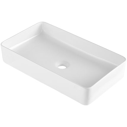 Rectangular Vessel Sink, 24 x 13.8 in White Ceramic