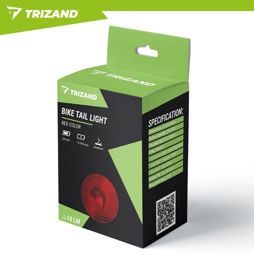 Raudonas LED galinis dviračio žibintas, USB-C, 6 režimai, atsparus vandeniui IP66