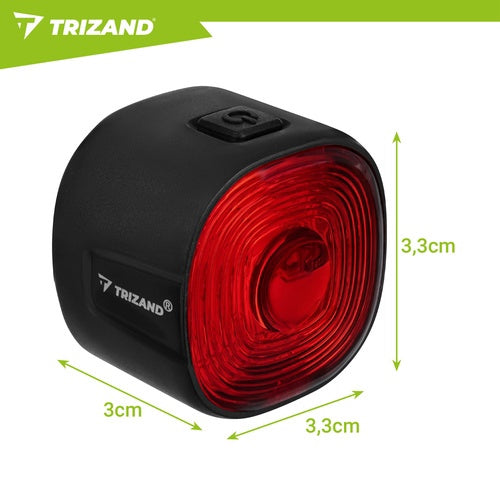 Raudonas LED galinis dviračio žibintas, USB-C, 6 režimai, atsparus vandeniui IP66