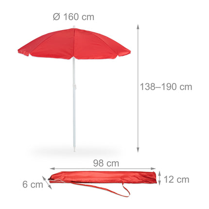 Raudonas skėtis nuo saulės 160 cm