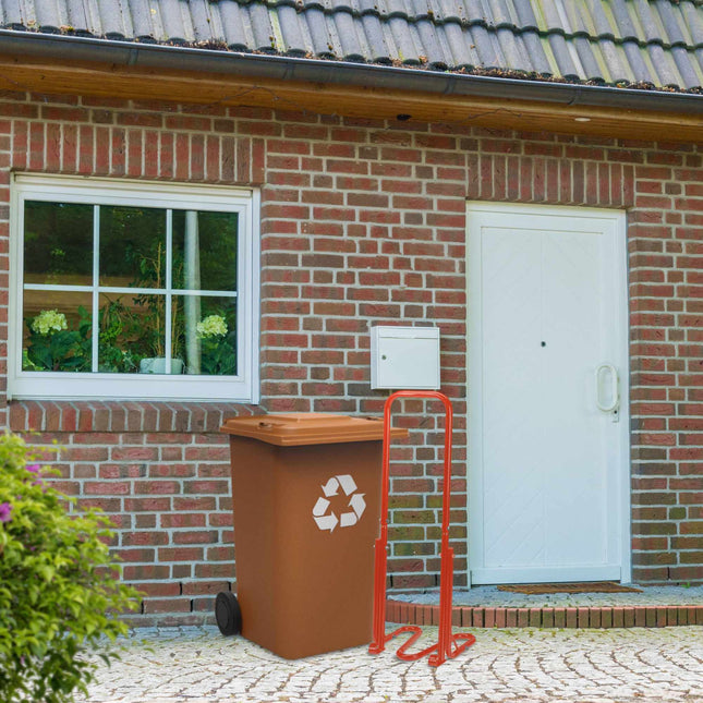 Raudonas atliekų kompaktorius šiukšliadėžei