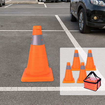 Šviesą atspindintys sulankstomi saugos kūgiai, 4 vnt. rinkinys, skirti naudoti lauke