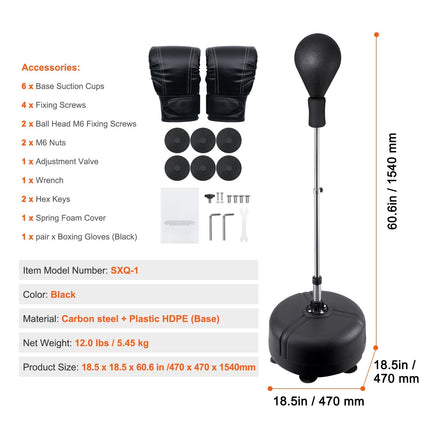 Reflex Punching Bag Set, Height-Adjustable With Gloves
