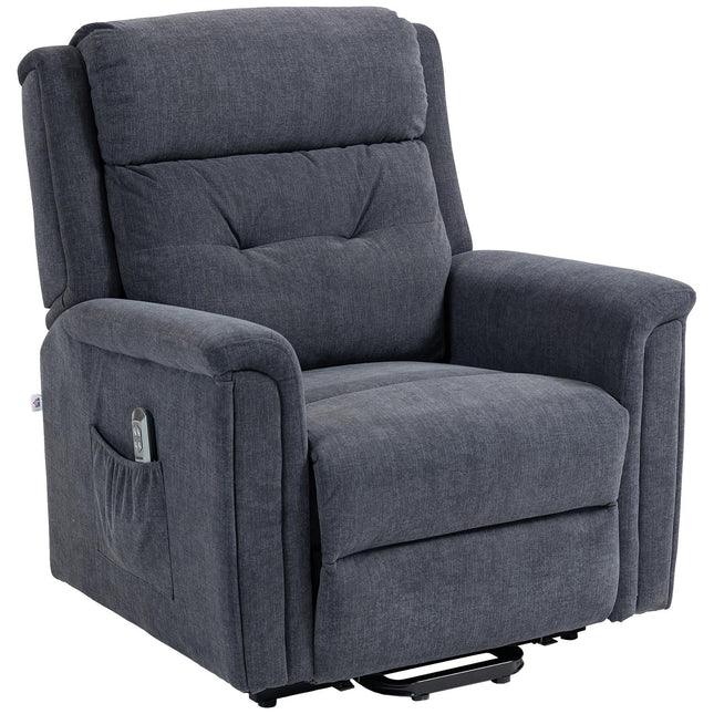 Electric recliner, standing aid, remote control, dark grey