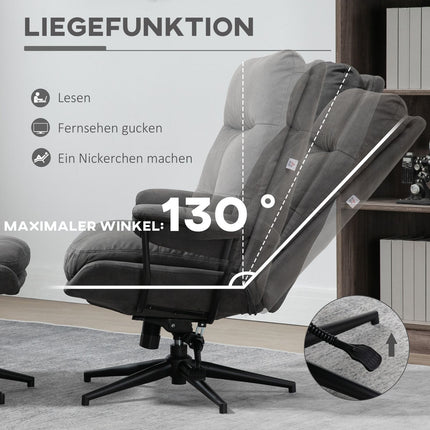 Reclining relaxation chair set with swivel base, dark grey