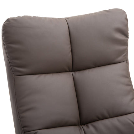 Armchair with ottoman, storage and swivel, brown PU