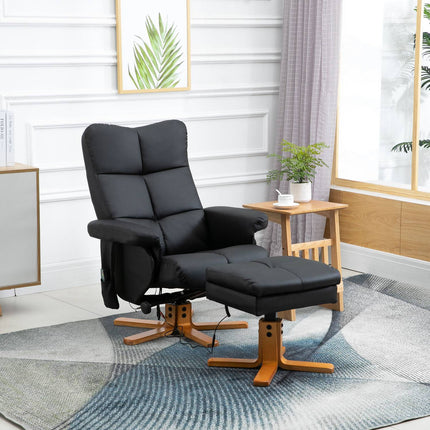 Massage chair Armchair with footstool, 145° tilt, black