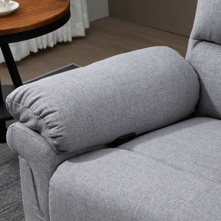 Poilsio krėslas su atlošo funkcija, 165° pakreipimas, sulankstoma kojų atrama, lininis lietimas, atlošiamas, TV krėslas, 91 x 92 x 102 cm, šviesiai pilkas