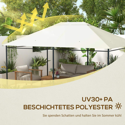 Sodo pavėsinės stogo pakeitimas 3,97 x 2,97 m, apsauga nuo UV spindulių, vandeniui atsparus pavėsinės stogas, kreminės spalvos