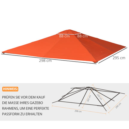 Pavėsinės Stogelis Nuo Saulės Apsaugai Iš Poliesterio, Oranžinis, 2,98 X 2,95 M