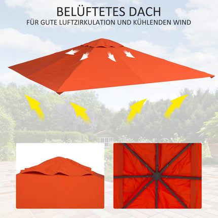Pavėsinės Stogelis Nuo Saulės Apsaugai Iš Poliesterio, Oranžinis, 2,98 X 2,95 M