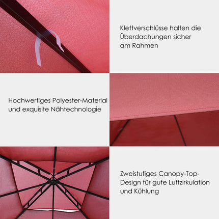 Replacement top cover 300 x 300 cm patio canopy for double-story pavilion wine