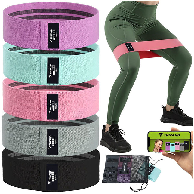 Resistance Bands Set, 5 Levels, Anti-Slip Fabric