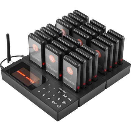 Restaurant Pager System, Wireless 400m, 24 Vibration Pagers