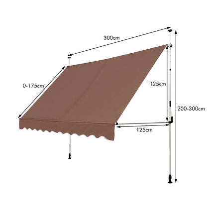 Ištraukiama markizė 300 cm, be gręžimo, atspari UV spinduliams, ruda