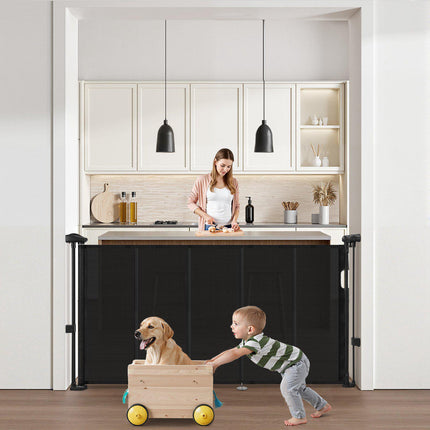 Retractable Baby Gate, 34 in Tall, 55 in Wide, Black