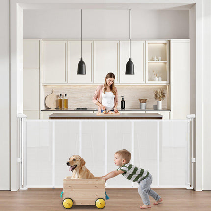 Retractable Baby Gate, 34 in Tall, Extends 71 in, White