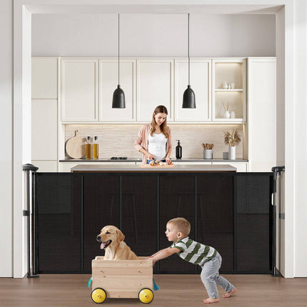 Retractable Baby Gate, 34 in Tall, Extends to 71 in, Black