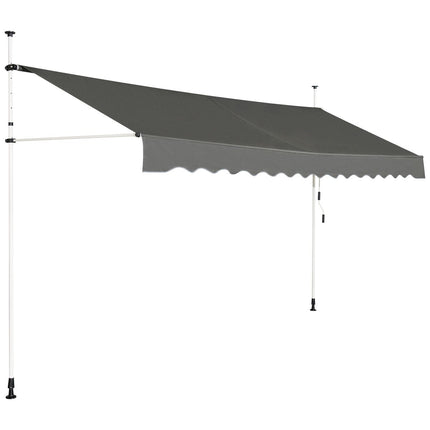 Ištraukiama balkono markizė, 200 cm pločio, atspari UV spinduliams, pilka