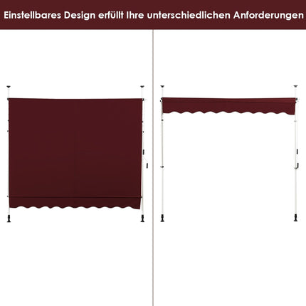 Ištraukiama balkono markizė, 250 cm, atspari UV spinduliams, raudona