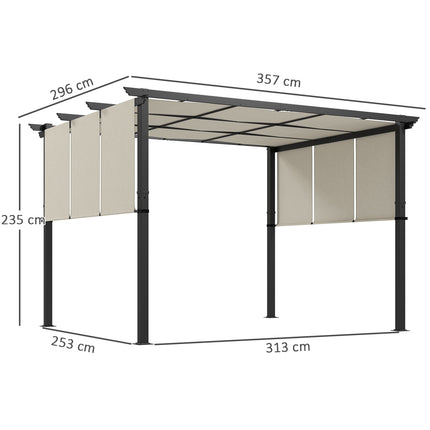 Ištraukiama pergolė 3x3,5m, plieninis rėmas, apsauga nuo UV spindulių