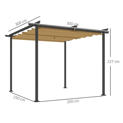 Ištraukiama pergolė 3x3m, metalinis rėmas, UPF30+ stogelis