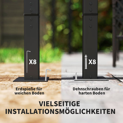 Ištraukiama pergolė 3x3m, metalinis rėmas, UPF30+ stogelis