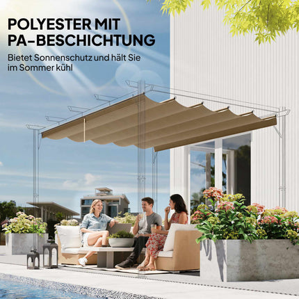 Ištraukiama pergolės stogelio stogelis 3x3m, rudas, poliesteris