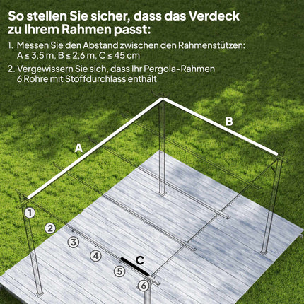Ištraukiamas pergolės stogelis 4x3m, atsparus oro sąlygoms, šviesiai pilkas