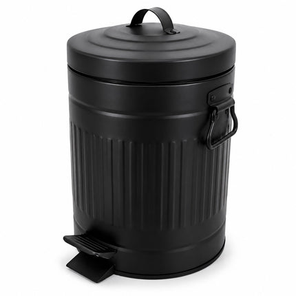 Retro Bathroom Pedal Bin 5 L with Soft-Close Lid, Black, Removable Inner Bin