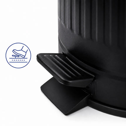 Retro Bathroom Pedal Bin 5 L with Soft-Close Lid, Black, Removable Inner Bin