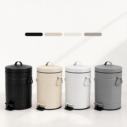 Retro Bathroom Pedal Bin 5 L with Soft-Close Lid, Black, Removable Inner Bin