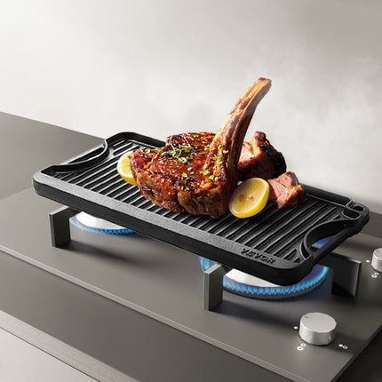 Reversible Cast Iron Grill Griddle, 20x10 in